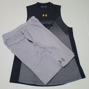 Under Armour Black and Gray Tank Top with Gray Shorts